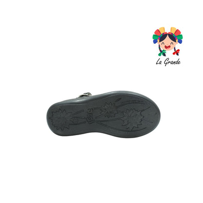 726 DOGI Negro Piel Zapato Escolar para Niña