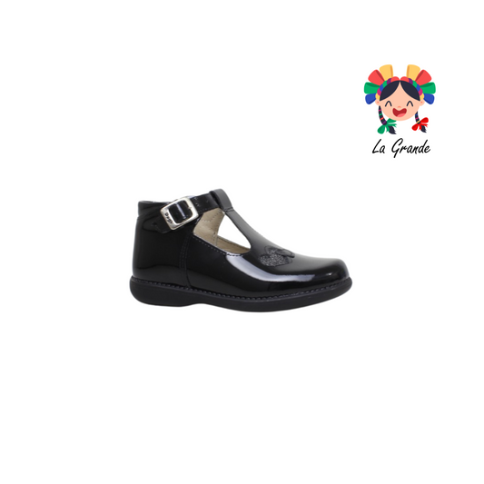 726 DOGI Negro Piel Charol Zapato Escolar  para Niña