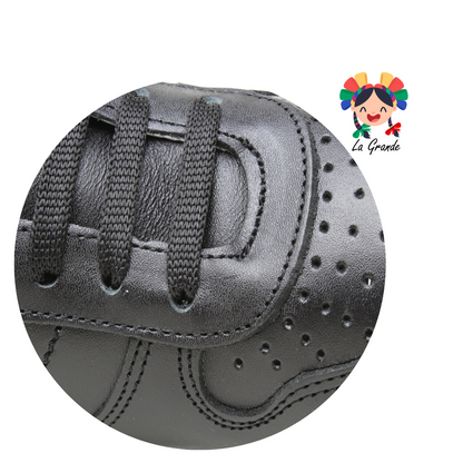 7277 DOGI Negro Blanco Piel Tenis Casual para Niña, Niño, Dama y Joven