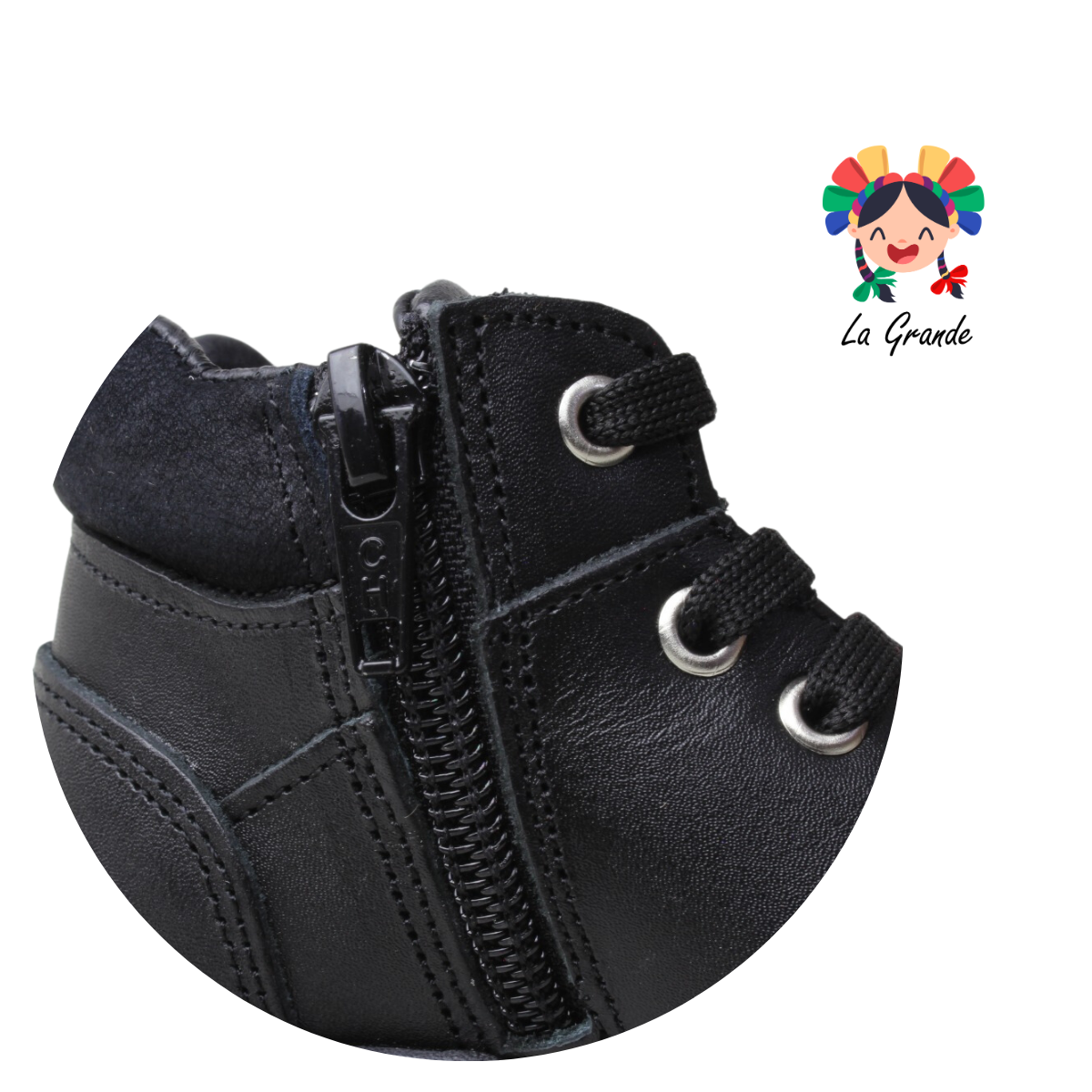 7284 DOGI Negro Piel Zapato Casual para Bebé