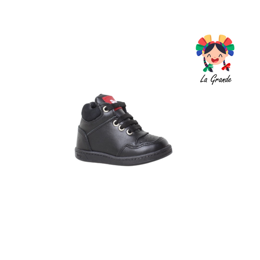 7284 DOGI Negro Piel Zapato Casual para Bebé