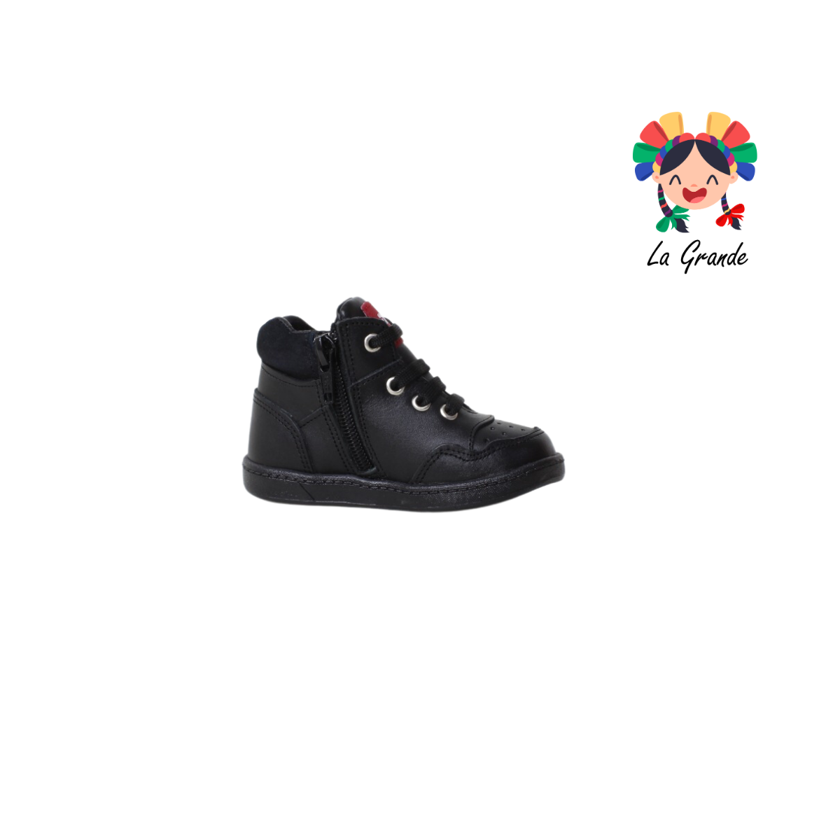 7284 DOGI Negro Piel Zapato Casual para Bebé