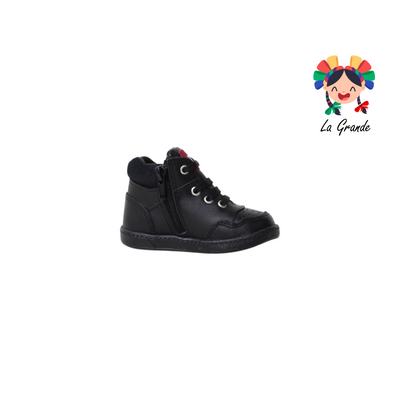 7284 DOGI Negro Piel Zapato Casual para Bebé