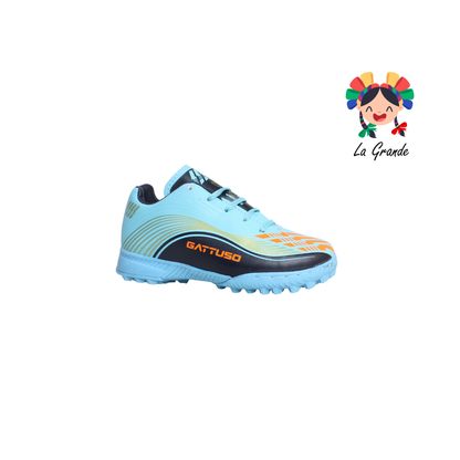 728 GATTUSO Azul Prit Mno Oro Nja Sintético Tenis de Fútbol Rápido para Niña y Niño