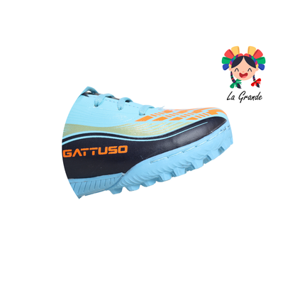 728 GATTUSO Azul Prit Mno Oro Nja Sintético Tenis de Fútbol Rápido para Niña y Niño