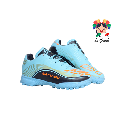 728 GATTUSO Azul Prit Mno Oro Nja Sintético Tenis de Fútbol Rápido para Niña y Niño