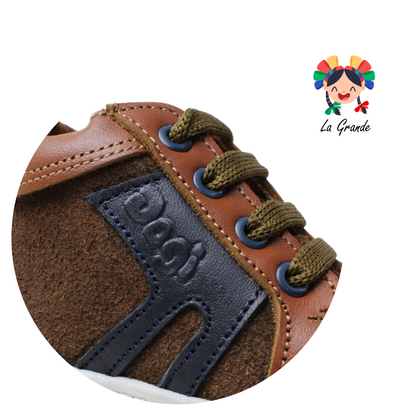 7295 DOGI Café Brandy Piel Zapato Tipo Botita Casual para Bebé y Niño