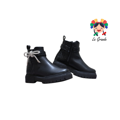 252 WENDY Negro Brillos Sintético Bota para Niña