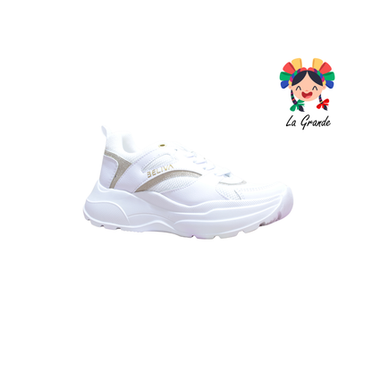 800 BELIVA Blanco Oro Sint Tenis Casual para Dama