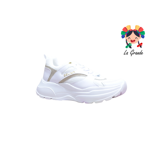 800 BELIVA Blanco Oro Sint Tenis Casual para Dama