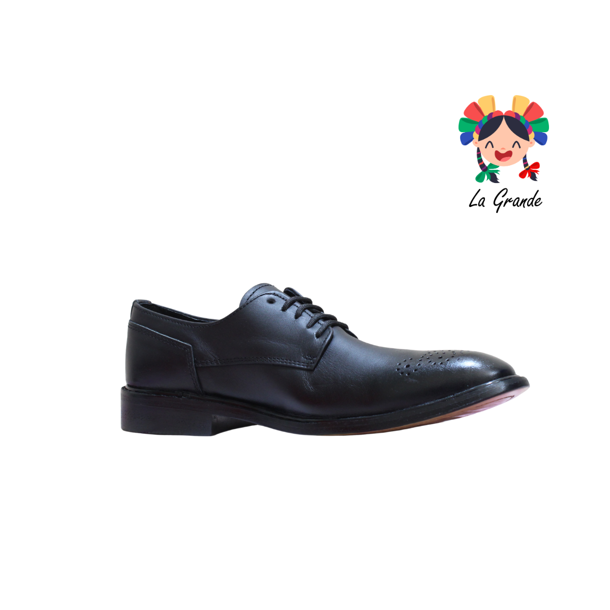 615 HPIREZZI Negro Piel Zapato de Vestir con Suela de Cuero para Caballero