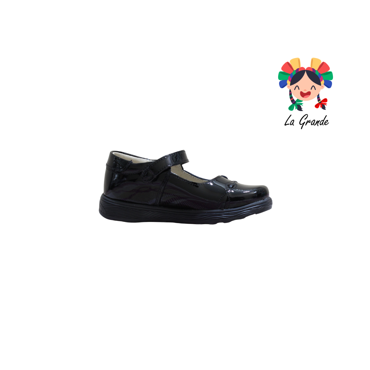 1934 MUJER BONITA Negro Charol Zapato Escolar para Niña