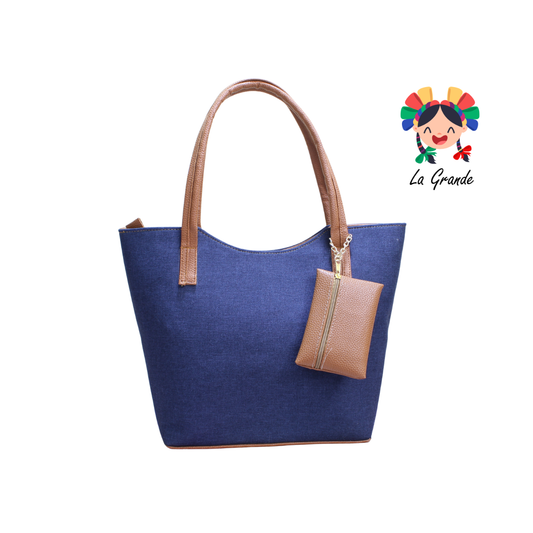 058 TONY Bolsa Grande Marino Camel Casual con Monedero para Dama