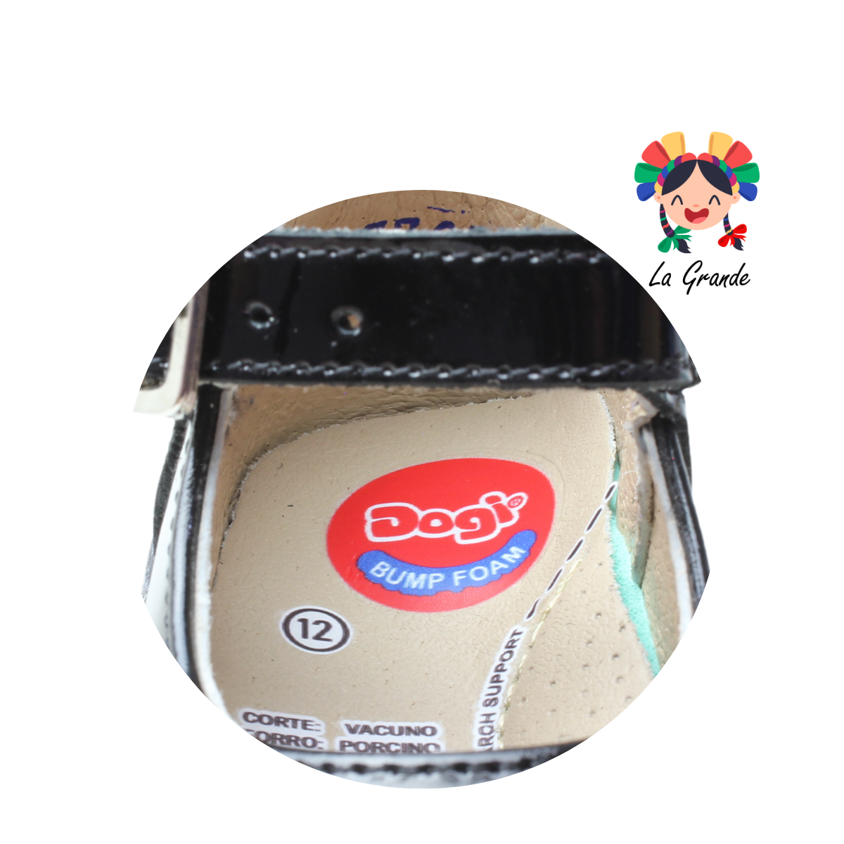 7352 DOGI Negro Charol Piel Zapato tipo Bota para bebé
