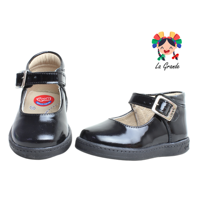 7352 DOGI Negro Charol Piel Zapato tipo Bota para bebé