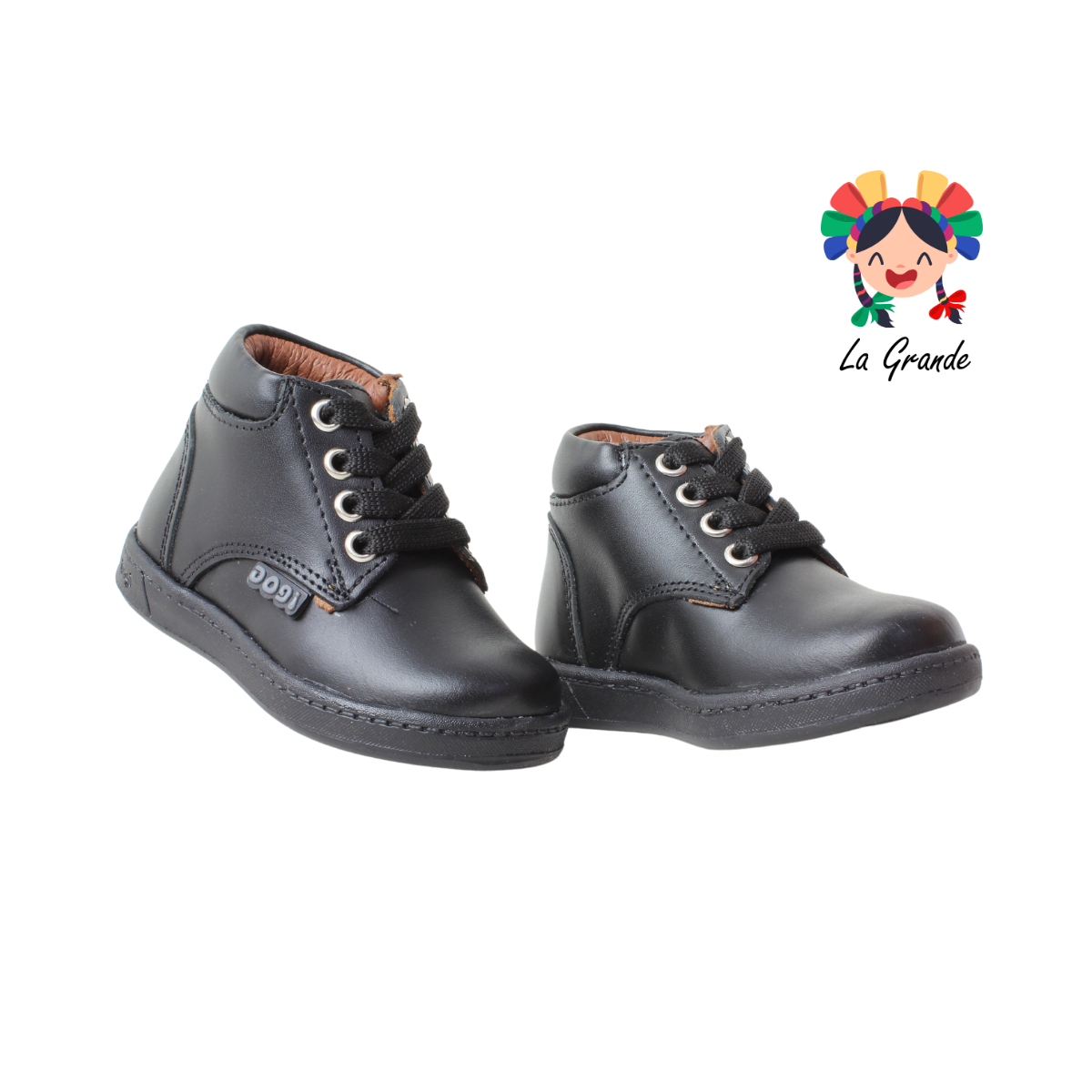 7360 DOGI Negro Piel Zapato Escolar tipo Bota para Bebé