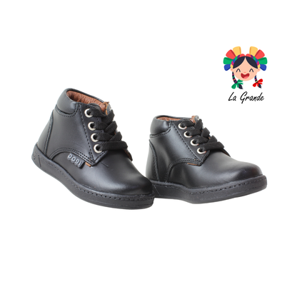 7360 DOGI Negro Piel Zapato Escolar tipo Bota para Bebé