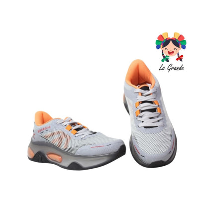 7360 MAKKENA Gris Naranja Tenis Deportivo para Dama y Jóven