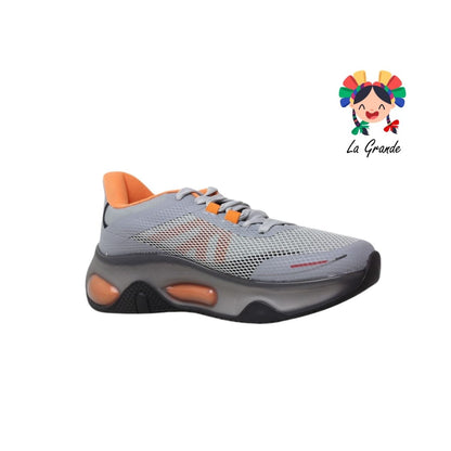 7360 MAKKENA Gris Naranja Tenis Deportivo para Dama y Jóven