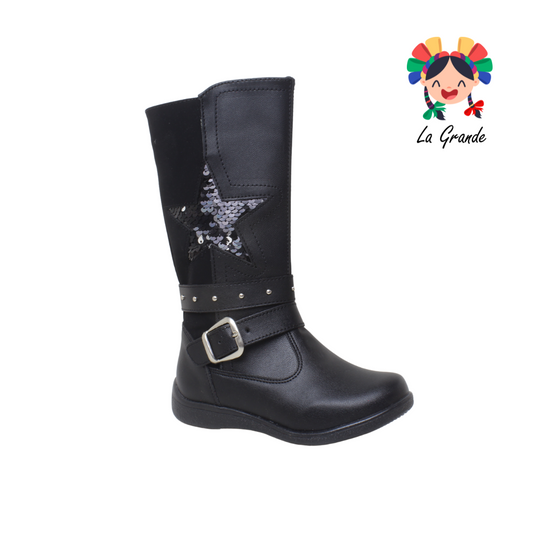 738 LADY FLORES Negro Sint Bota Alta para Niña