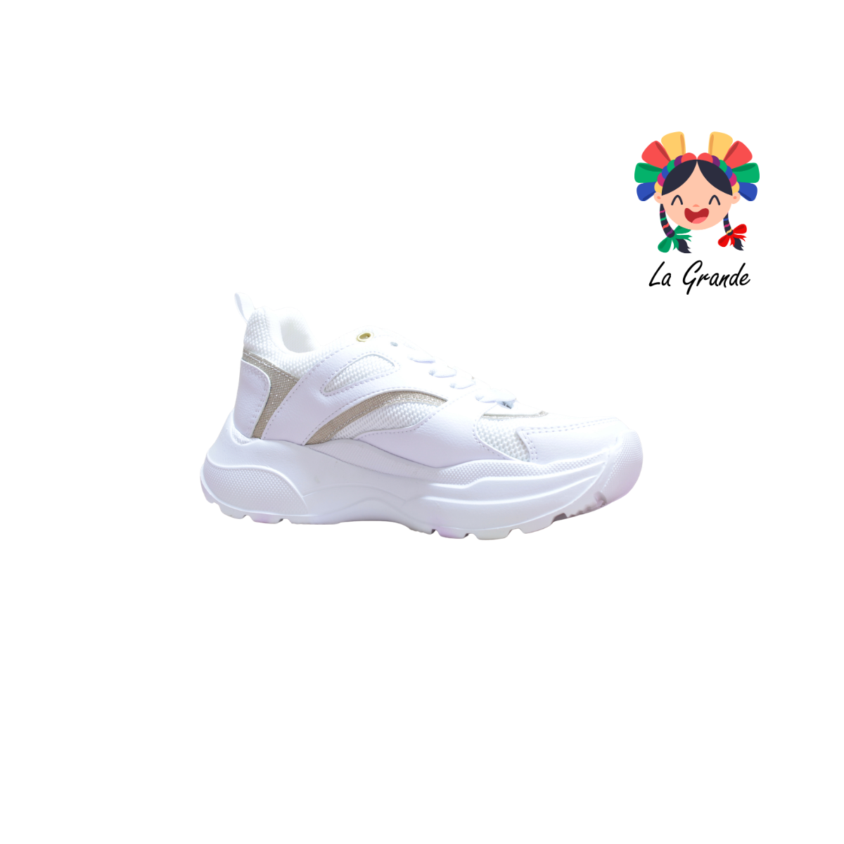 800 BELIVA Blanco Oro Sint Tenis Casual para Dama