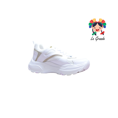 800 BELIVA Blanco Oro Sint Tenis Casual para Dama