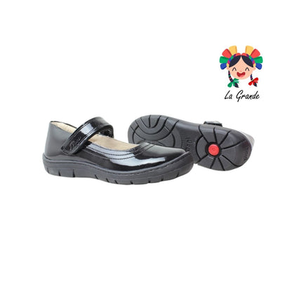 7438 DOGI Negro Charol Zapato Escolar para Niña y Dama