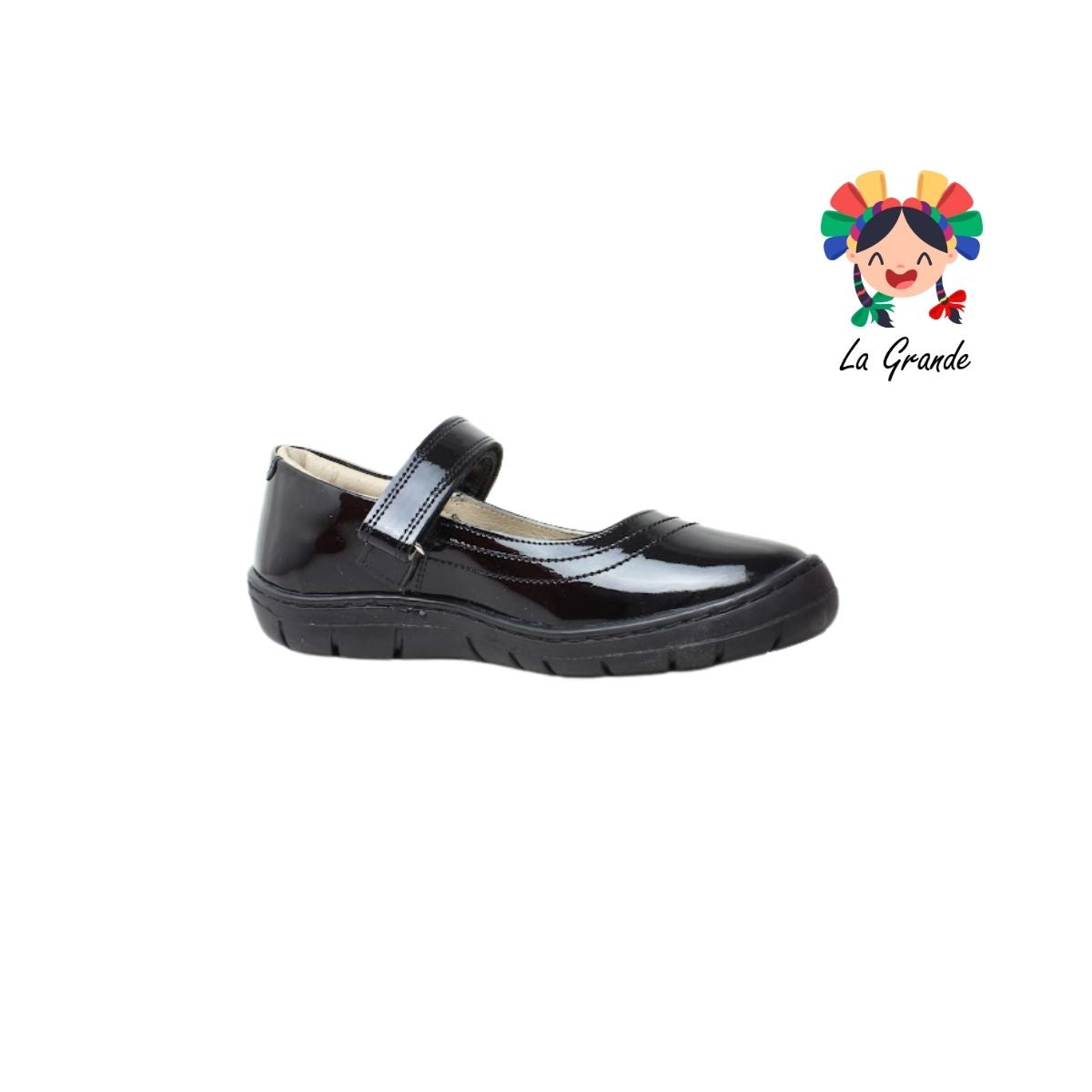 7438 DOGI Negro Charol Zapato Escolar para Niña y Dama