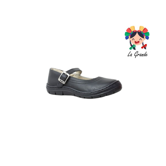 7439 DOGI Negro Piel Zapato Escolar para Niña