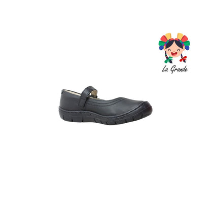 7439 DOGI Negro Piel Zapato Escolar para Niña