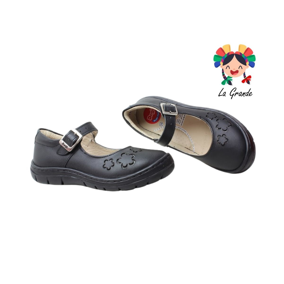 7443 DOGI Negro Piel Zapato Escolar para Niña