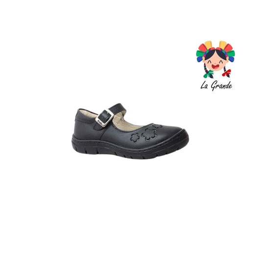 7443 DOGI Negro Piel Zapato Escolar para Niña