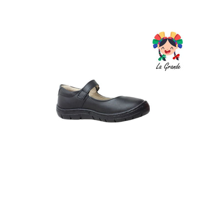 7443 DOGI Negro Piel Zapato Escolar para Niña