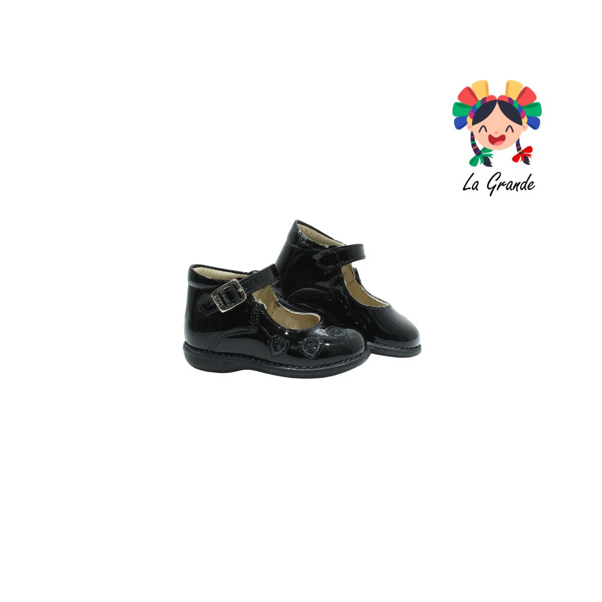 745 DOGI Negro Piel Charol Zapato tipo Botita para Bebé