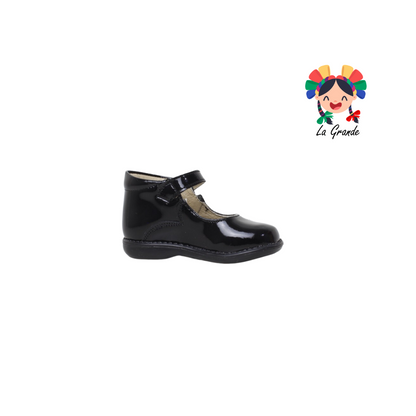745 DOGI Negro Piel Charol Zapato tipo Botita para Bebé