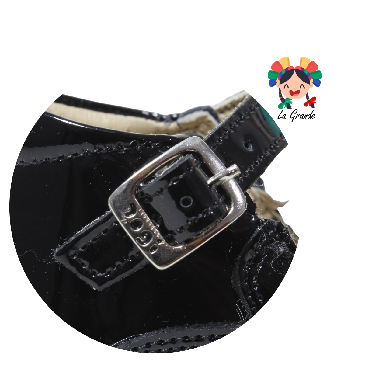 745 DOGI Negro Piel Charol Zapato tipo Botita para Bebé
