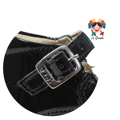 745 DOGI Negro Piel Charol Zapato tipo Botita para Bebé