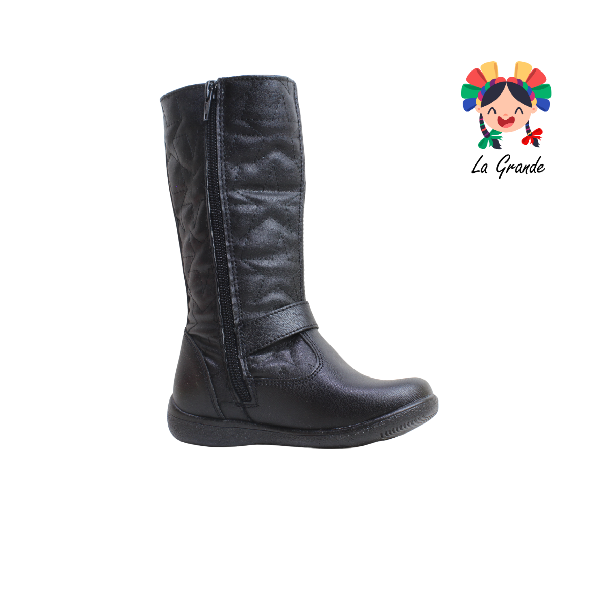 748 LADY FLORES Negro Bota Alta para Niña