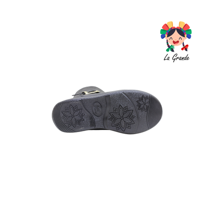 748 LADY FLORES Negro Bota Alta para Niña