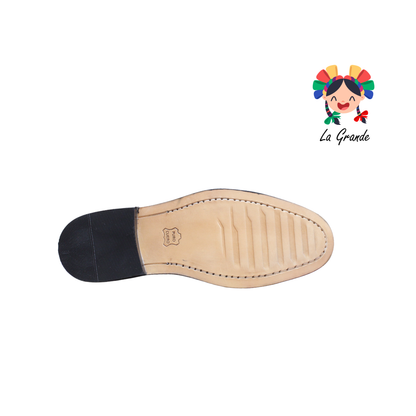 615 HPIREZZI Negro Piel Zapato de Vestir con Suela de Cuero para Caballero