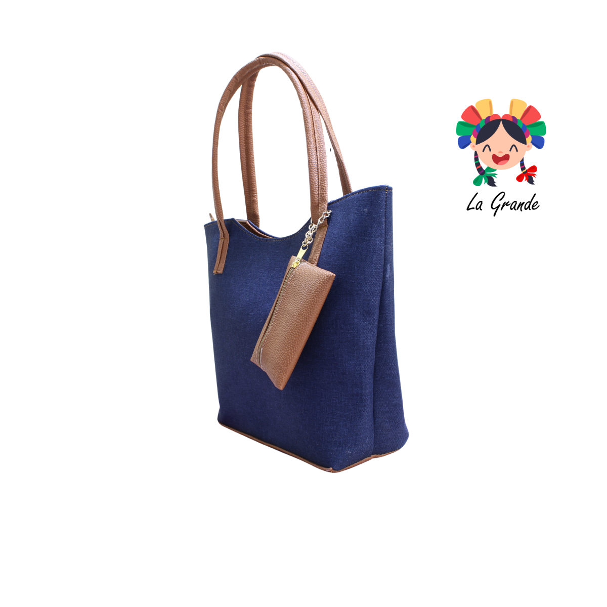 058 TONY Bolsa Grande Marino Camel Casual con Monedero para Dama