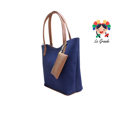 058 TONY Bolsa Grande Marino Camel Casual con Monedero para Dama