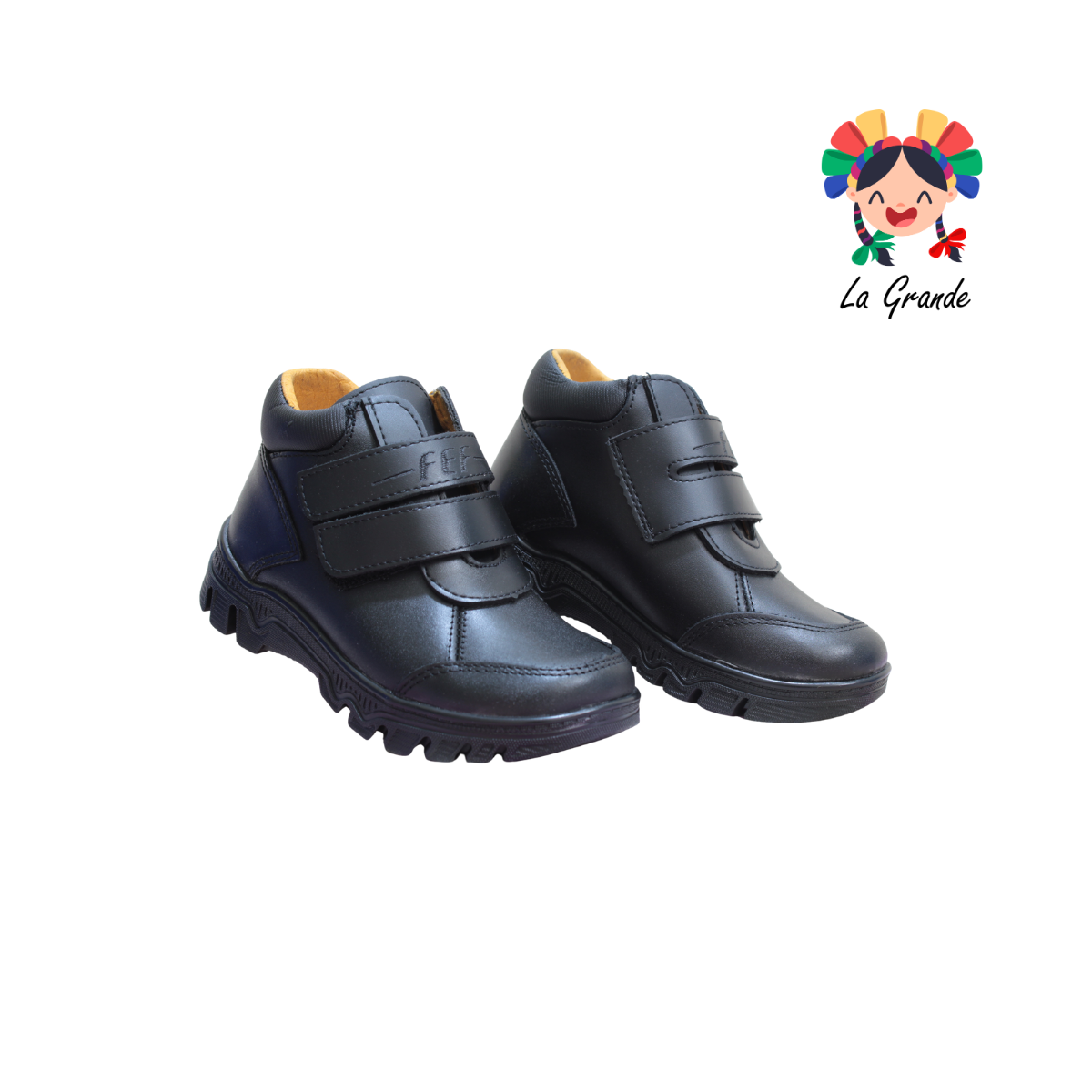 6024 FEF Negro Piel Zapato Escolar para Niño y Joven