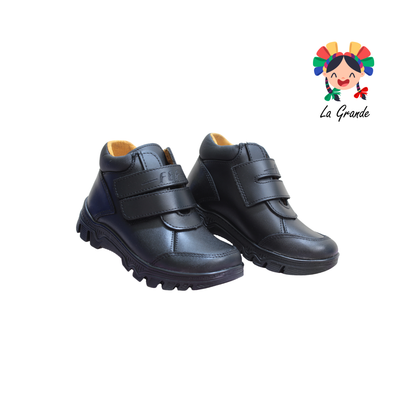 6024 FEF Negro Piel Zapato Escolar para Niño y Joven