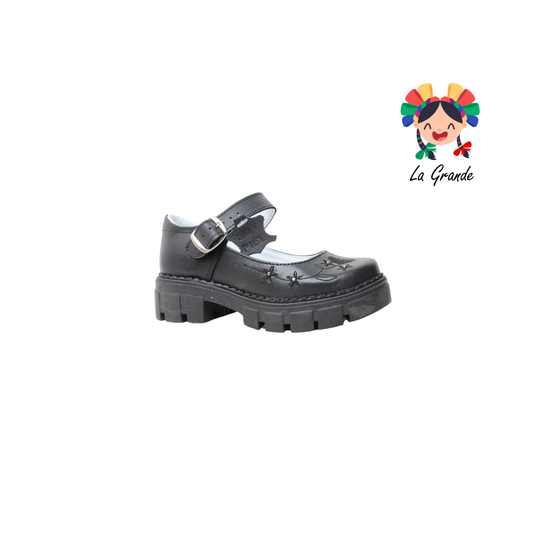 750 BRIANDA Negro Piel Zapato Escolar para Niña