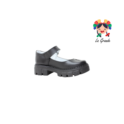 750 BRIANDA Negro Piel Zapato Escolar para Niña