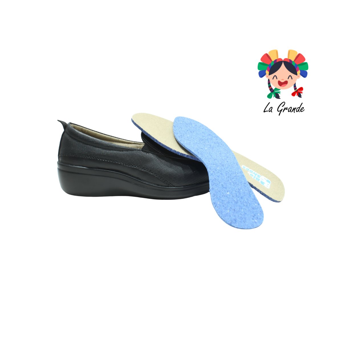 7518 BIO SHOES Negro Zapato Casual sin Costura para Dama