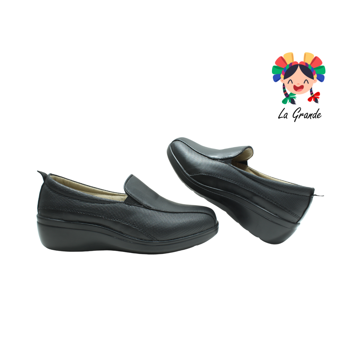 7518 BIO SHOES Negro Zapato Casual sin Costura para Dama