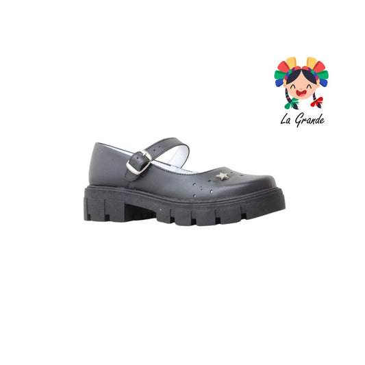 752 BRIANDA Negro Piel Zapato Escolar para  Dama