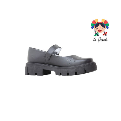 752 BRIANDA Negro Piel Zapato Escolar para  Dama
